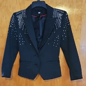 H&M Black Bolero Blazer with Rhinestones & Silver Studs